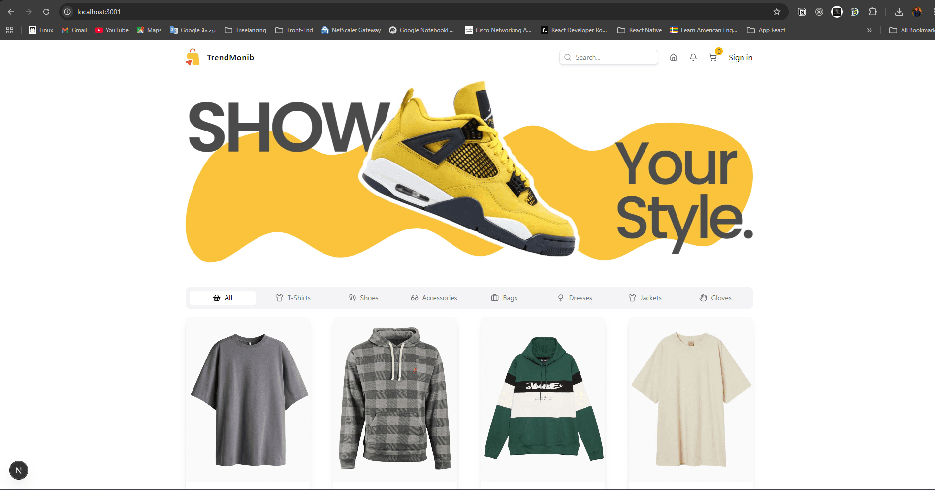 Screenshot of MonibShop – E-Commerce Website